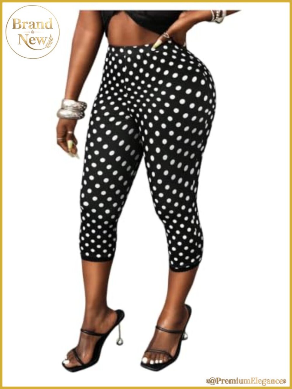 Polka Dot Capri Leggings Women High Waisted Cute Yoga Pants